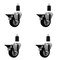 Service Caster 3.5'' Black Poly Swivel 1-1/2'' Expanding Stem Caster Set with Brake, 4PK SCC-EX20S3514-PPUB-BLK-PLB-112-4 - alternate 1